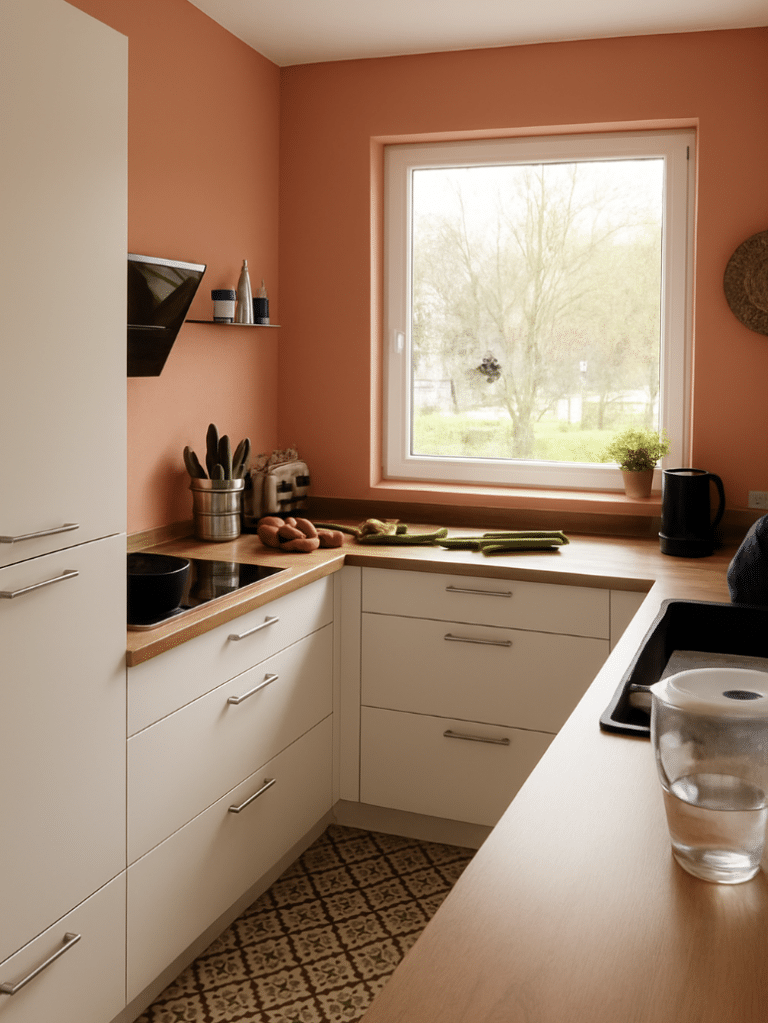 Rénovation peinture cuisine Quimper - Teinte terracotta 1